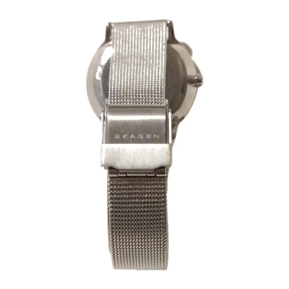 Skagen Denmark Womens Silver Mesh Band Crystal Bezel Quartz Watch 804SSS 28mm
